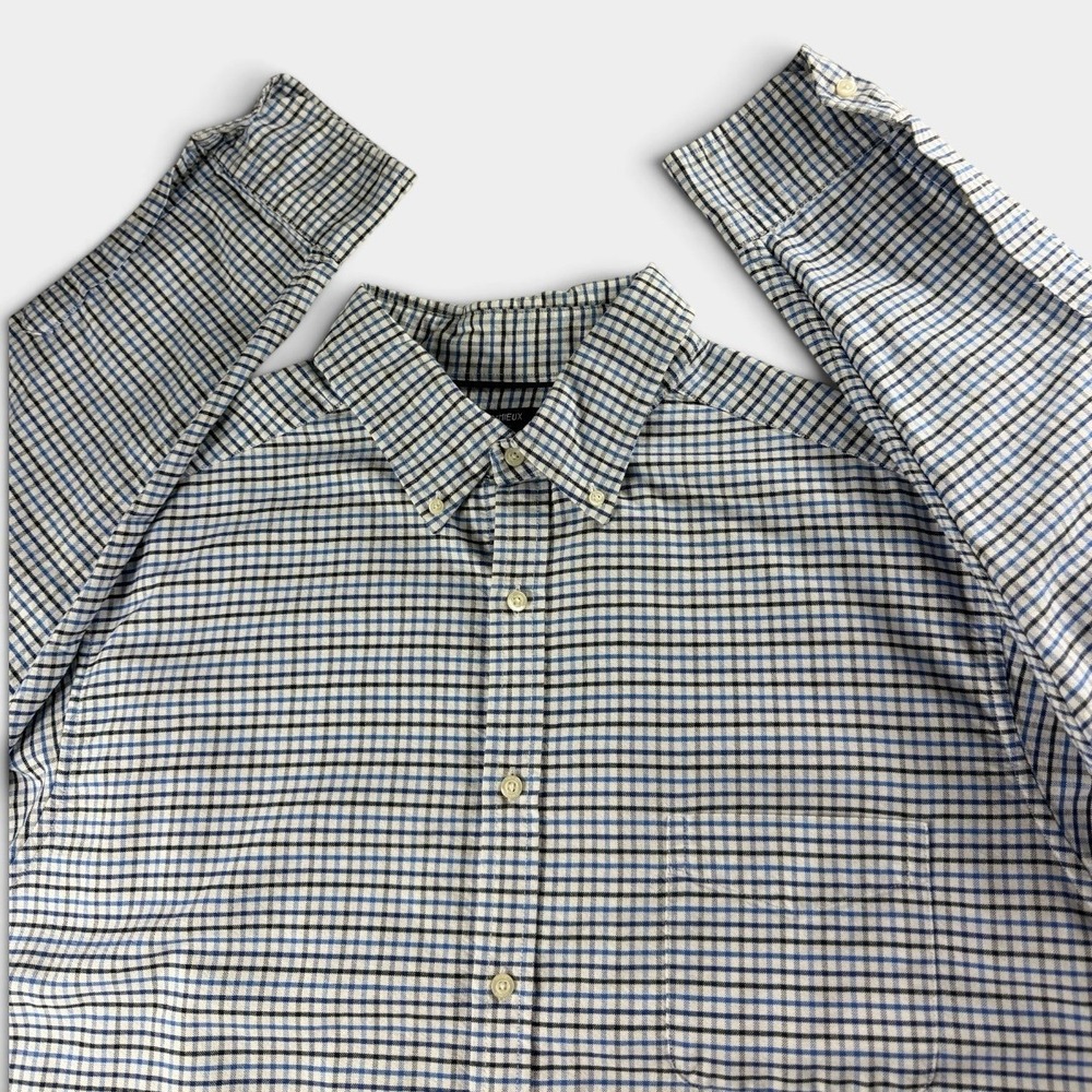 Cremieux Button Down Shirt Classics Mens 2XB Blue Plaid Cotton Logo Excellent
